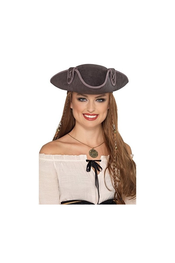 Smiffys Captain, Chapeau de capitaine pirate Tricorn, Unisexe-Adulte, 40378, gris, Taille unique