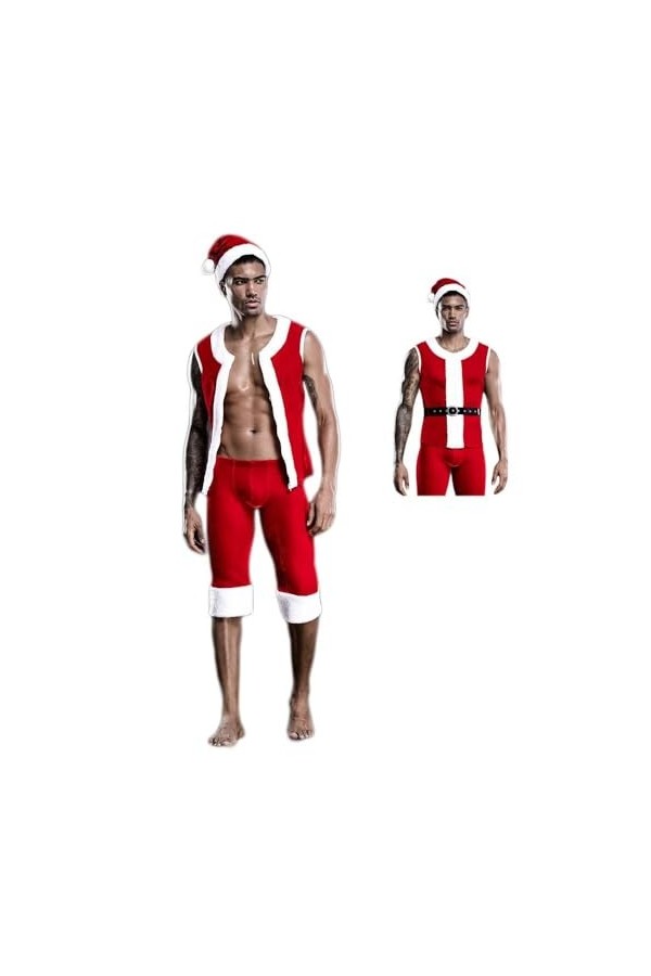 WRAZA Ensemble de Lingerie de Noël pour Hommes Sous-Vêtements de Noël Chauds Body Vêtements de Nuit Vêtements Érotiques pour 