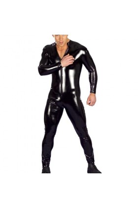 HYQPAI Combinaison unisexe Leotard en cuir verni Jumpsuits Wet Look Collants extensibles Catsuit Costume pour hommes/femmes S