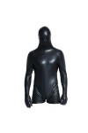Combinaison justaucorps Hommes Manches Longues Gants Masque Capuche Une Pièce Combinaison Cuir Verni Lingerie Bodysuit Color: