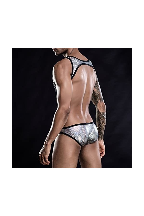 SKFLABOOF Drole Mankini Homme Adulte Transparent Coquin Slip Harnais Jockstrap Érotique Lingerie Bite Deguisement Bonbon Cost