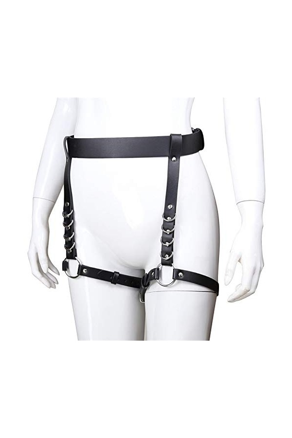 HUNTVE Gaine de Cuisses en Cuir Punk de Carnaval Noir, jarretières, chaînes de Corps pour Femmes et Filles