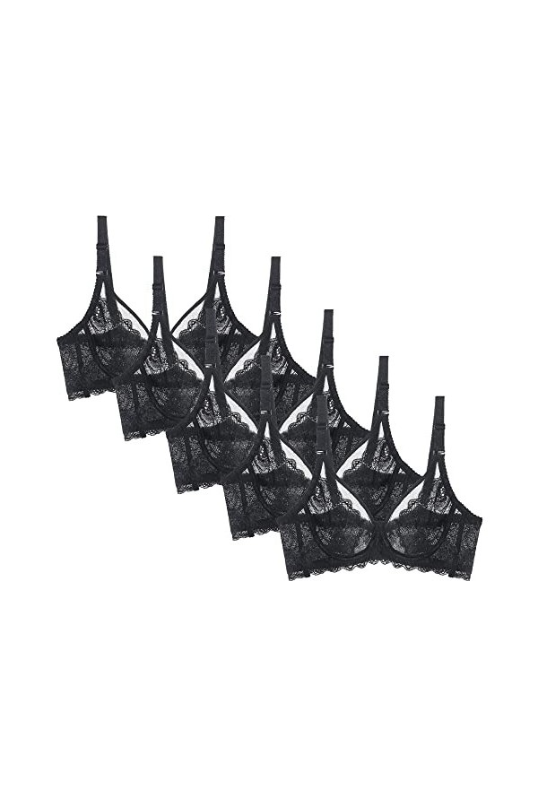 Femmes Sexy Dentelle RéGlable Respirant Soutien - Gorge 3/4 Tasses éTé Push - Up Mince Doux Soutien - Gorge Maille Dentelle P