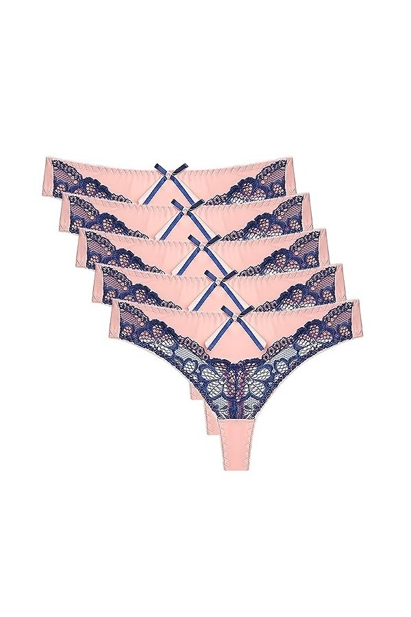 Necalisi Culotte Femme Taille Haute Lot de 5 Multicolore-6 Culotte Cheeky brésilienne en Coton et Dentelle Femme Culotte Dent