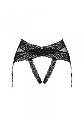 Selente Love & Fun, délicat porte-jarretelles pour femme dans une superbe boîte cadeau, Noir-large-dentelle, M/L
