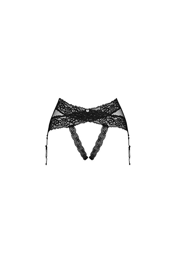Selente Love & Fun, délicat porte-jarretelles pour femme dans une superbe boîte cadeau, Noir-large-dentelle, M/L