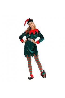 Fehploh Ensemble de costumes delfe de cosplay de Noël pour adultes, tenues de costumes delfe pour femmes et hommes, tenues 
