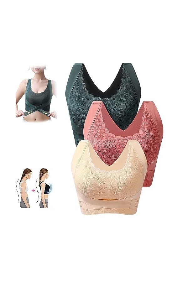 HOUHOUYIBA Kendally Corset Bra Front Cross Side Buckle Lace Bras, Kendally Bra, Kendally Bras pour Femmes Plus âgées, Kendall