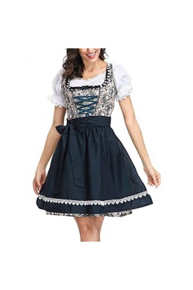 BOTCAM Costume Dirndl Costume de costume bavarois pour femme, robe de cosplay 3, sexy, mini robe moulante, Noir 1, M