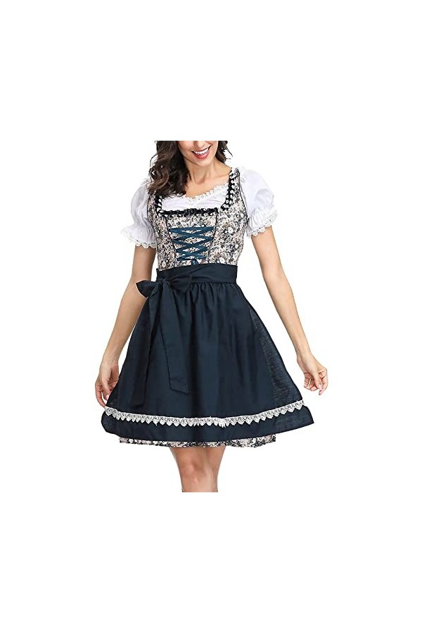BOTCAM Costume Dirndl Costume de costume bavarois pour femme, robe de cosplay 3, sexy, mini robe moulante, Noir 1, M