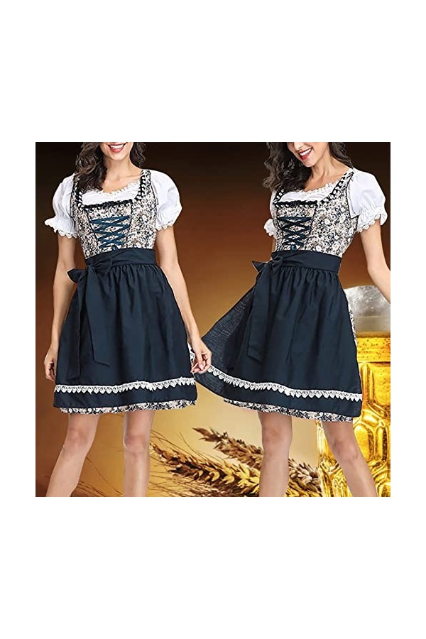 BOTCAM Costume Dirndl Costume de costume bavarois pour femme, robe de cosplay 3, sexy, mini robe moulante, Noir 1, M