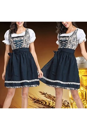 BOTCAM Costume Dirndl Costume de costume bavarois pour femme, robe de cosplay 3, sexy, mini robe moulante, Noir 1, L