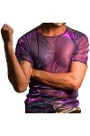 AIEOE Homme Muscle Transparent T Shirt en Résille Sexy Clubwear Disco Bal Nuit de Fête L