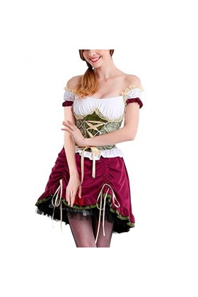 Oktoberfest Costume allemand traditionnel bavarois pour femme, Vin, M