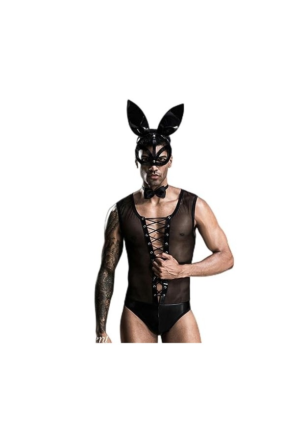 WEITING Lingerie Sexy pour Homme - Vêtements de discothèque - Jupes pour garçons - Costume de Cosplay - Noir - Taille Unique