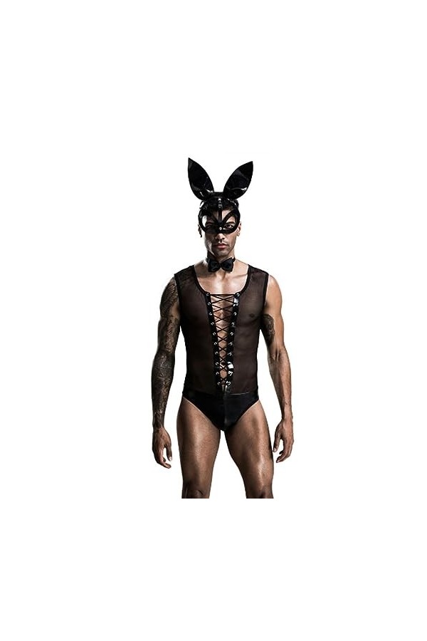 WEITING Lingerie Sexy pour Homme - Vêtements de discothèque - Jupes pour garçons - Costume de Cosplay - Noir - Taille Unique