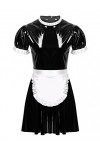 MSemis Déguisement Soubrette Homme Robe Latex Lingerie Costume Sexy Maid Tenue Gay Travesti Clubwear M-3XL Noir 3XL
