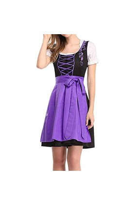 Oktoberfest Robe traditionnelle bavaroise pour femme, violet, M