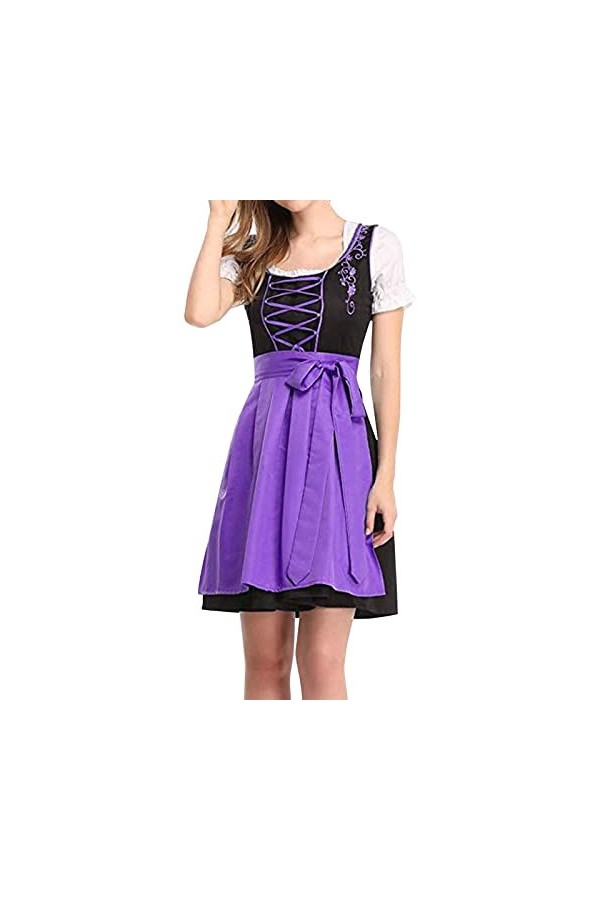 Oktoberfest Robe traditionnelle bavaroise pour femme, violet, M