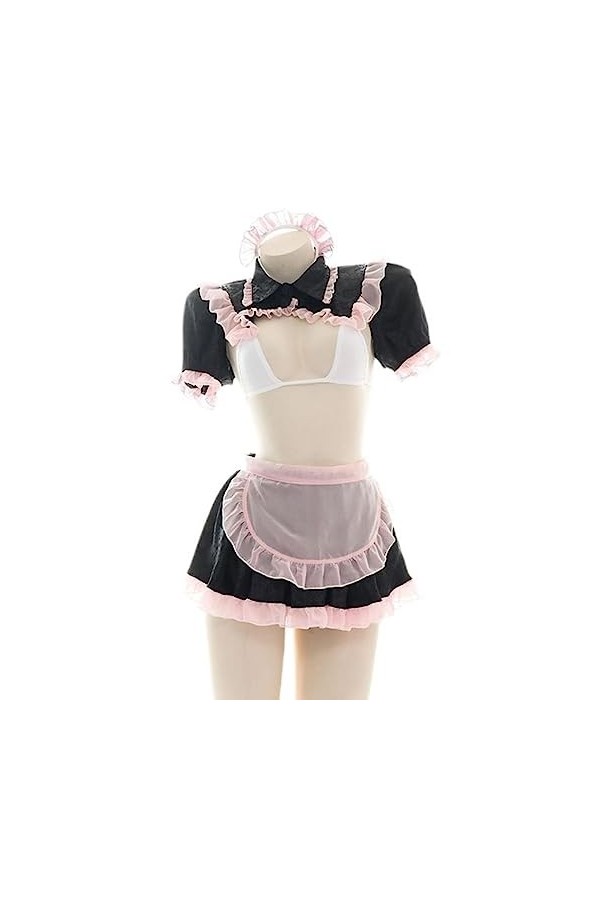 Joli Tablier sous-vêtement Femme de Chambre française sous-vêtement Pyjama étudiant Uniforme-Noir, Taille Unique