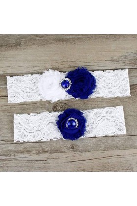 WEKIVA Jarretière de mariée élastiquée, Accessoires de Robes de mariée, jarretière élastiquée avec nœud en Dentelle, jarretiè