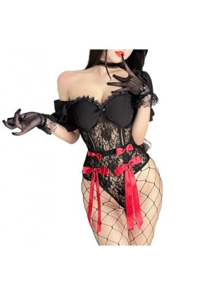 LureZone Costume de soubrette sexy et mignon pour femme - 2629 - Noir