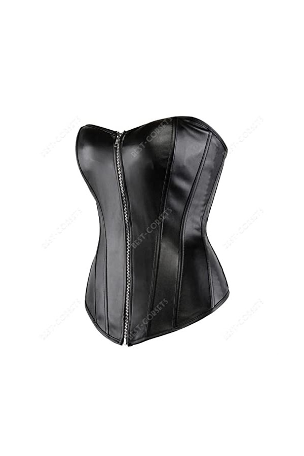 Corset en cuir synthétique pour femme avec bretelles - Corset sexy - Grande taille