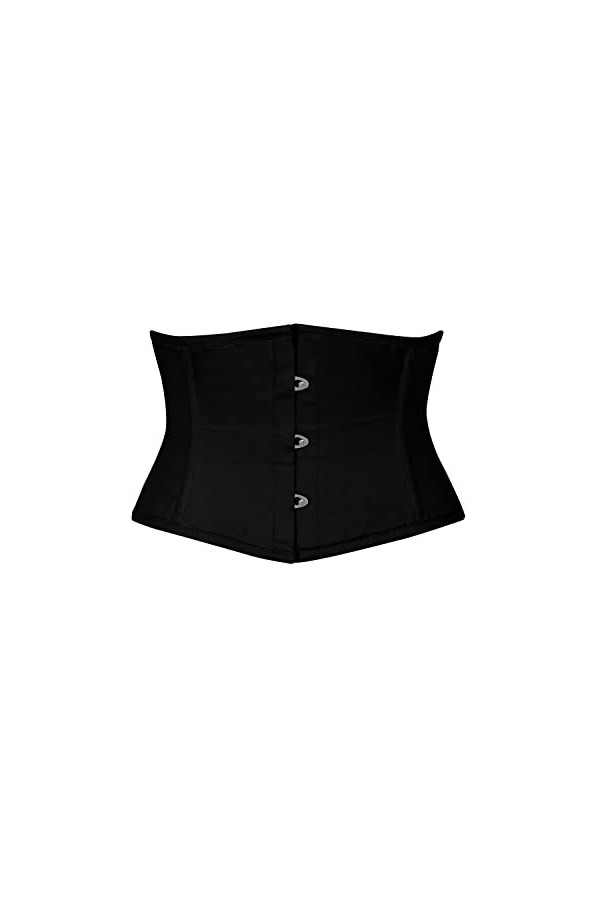 Corset Waspie en coton avec baleines en acier pour femme, Noir , 4XL
