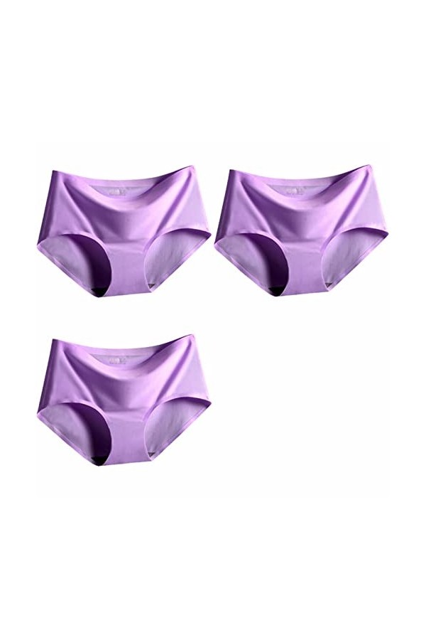 CHEFRU Culotte 3Pcs Sexy Femmes Paulues Ice Silk sous-Vêtements sous-Vêtements Lingerie Briess Briefes Briefs De Grande Taill