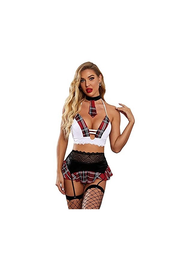 DAPERCI Lingerie Erothique Sexy Ouverte, Sexy Temptation Sling, Lingerie érotique Deux pièces, Blanc, L,Ensemble Soutien-Gorg