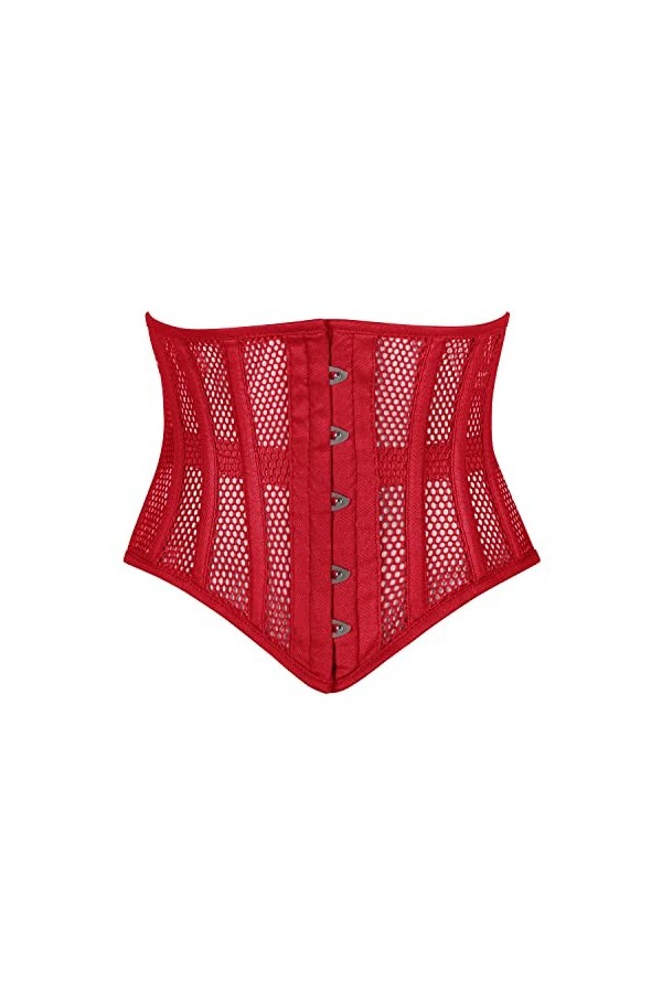 Corset en maille robuste sous la poitrine avec baleines en acier pour femme, violet, XXL