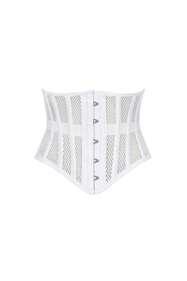 Corset en maille robuste sous la poitrine avec baleines en acier pour femme, violet, XXL
