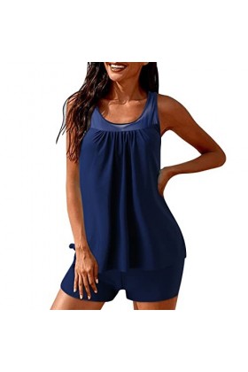 Tankini pour femme - Avec short de bain - Dos nu - Maillot de bain 2 pièces - Maillot de bain bikini pour femme - Ensemble tr