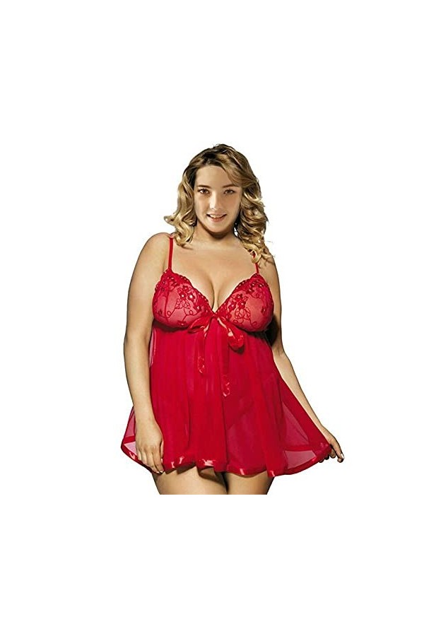 UIVHLW Lingerie Boudoir Chemise De Nuit Sexy en Dentelle Transparente en Maille Plus La Taille