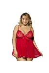 UIVHLW Lingerie Boudoir Chemise De Nuit Sexy en Dentelle Transparente en Maille Plus La Taille