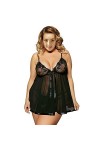 UIVHLW Lingerie Boudoir Chemise De Nuit Sexy en Dentelle Transparente en Maille Plus La Taille