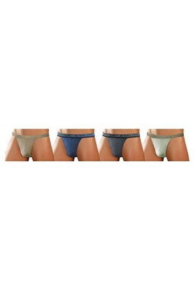sesto senso Homme String Sexy Thong Coton Lot de 1-4 Pack Tanga Slips S 4 Pack - Beige Foncé Bleu Graphite Beige