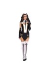 KHDS Black Nun Mini Robe Ensemble Split Rôle Play Nun Costumes Femmes Sexy Shows Cosplay Uniforme Temptation Nun Halloween Co