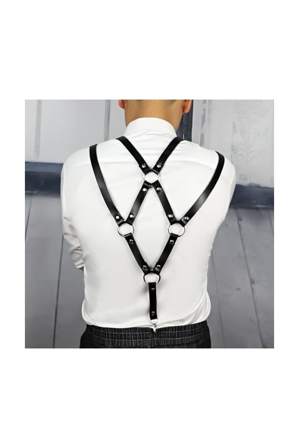 Mengsiy Bretelles en cuir Punk pour hommes, bretelles de poitrine, ceinture de Bondage, Lingerie Sexy, accessoires pour le co