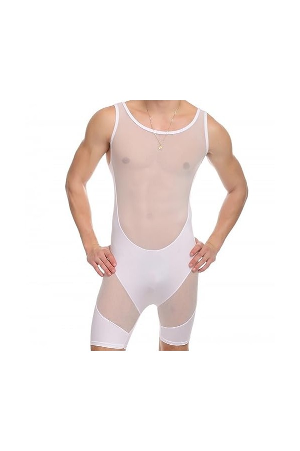 Mankini pour Homme sous-vêtements pour Hommes Couple Maille Lingerie Sexy Combinaison Pantalon Semi-perméable Combinaison Hom
