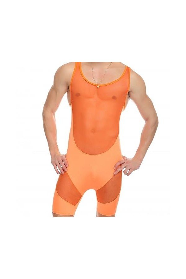 Mankini pour Homme sous-vêtements pour Hommes Couple Maille Lingerie Sexy Combinaison Pantalon Semi-perméable Combinaison Hom