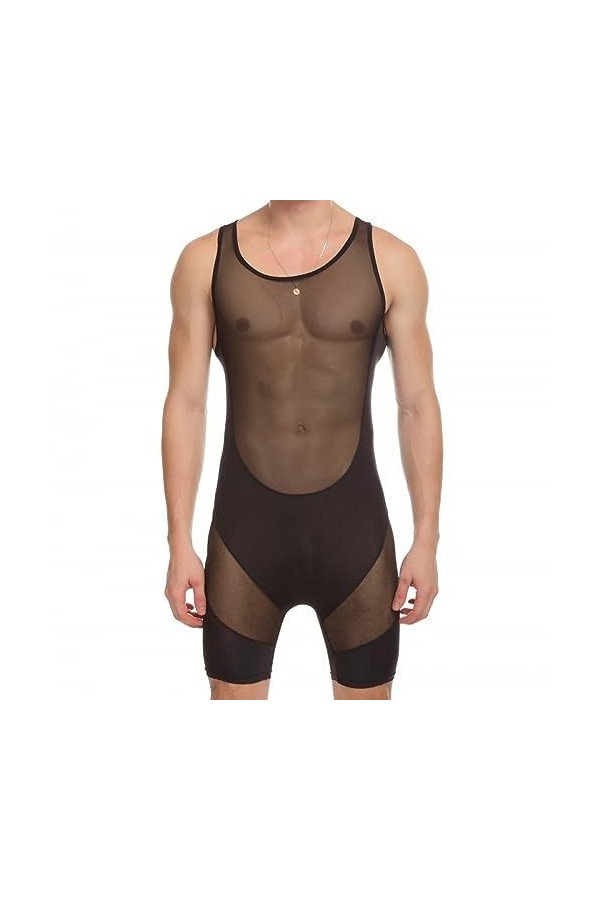 Mankini pour Homme sous-vêtements pour Hommes Couple Maille Lingerie Sexy Combinaison Pantalon Semi-perméable Combinaison Hom