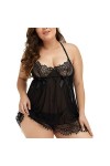 ZTIANEF NoëlLingerie érotique Slip Dress Sexy Chemise de Nuit, Noir, 4XL