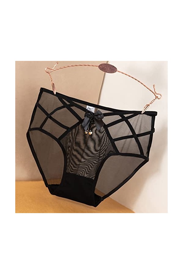 Femme Slips 3 pièces femmes Sexy dentelle évider sous-vêtements noir dentelle culotte taille moyenne dames bref coton entreja
