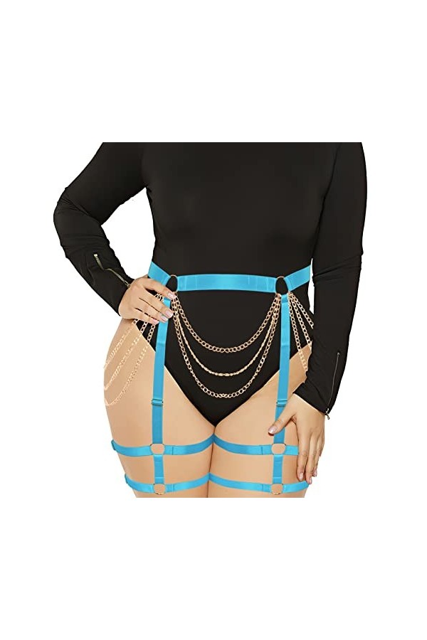 BYDHSS Porte-jarretelles punk pour femmes, grande taille, lanières, cuisse, harnais creux, chaîne de corps, jarretelles pour 
