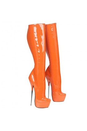 TIKENBST Talon Aiguille 20CM Talons Hauts Femmes Bottes à Semelle épaisse Bout Pointu Métal Stiletto Longueur Genou Bottes su