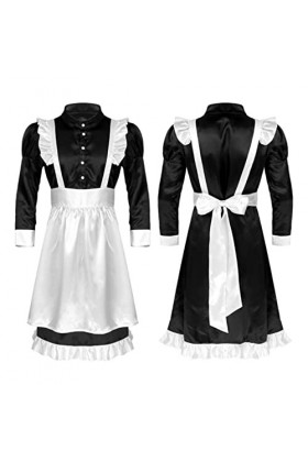 Vêtements pour hommes, col montant, manches bouffantes, robe à volants, bretelles à volants, tablier, couvre-chef, costume de