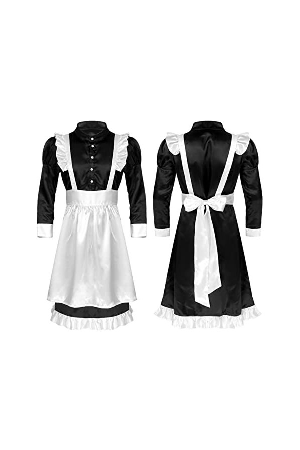 Vêtements pour hommes, col montant, manches bouffantes, robe à volants, bretelles à volants, tablier, couvre-chef, costume de