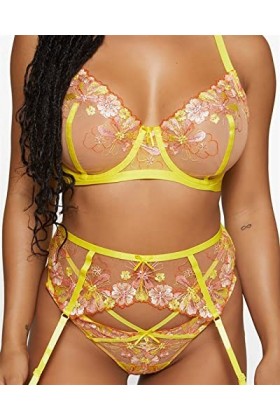 Five Domains Ensemble de sous-vêtements Lingerie for Femmes col en V Profond Une pièce Dentelle Dentelle Femmes Sexy Ensemble