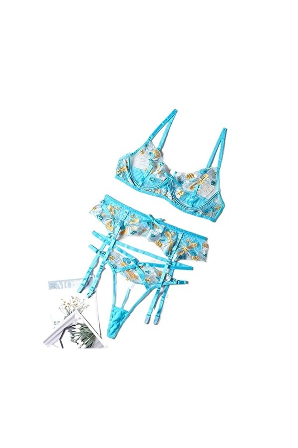 Five Domains Ensemble de sous-vêtements Lingerie for Femmes col en V Profond Une pièce Dentelle Dentelle Femmes Sexy Ensemble